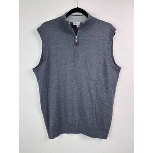 Peter Millar men's large grey sleeveless merino wool silk pullover vest casual